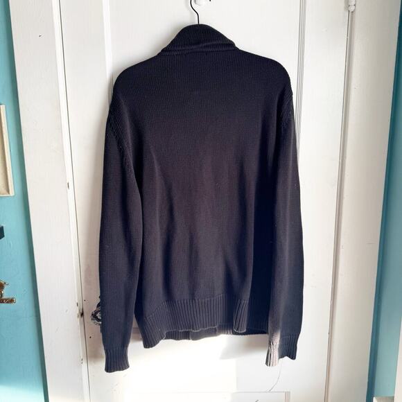 Leonard Frisbie Peru 100% PIMA Cotton Black Knit Casual Button Down Cardigan M - Picture 4 of 12